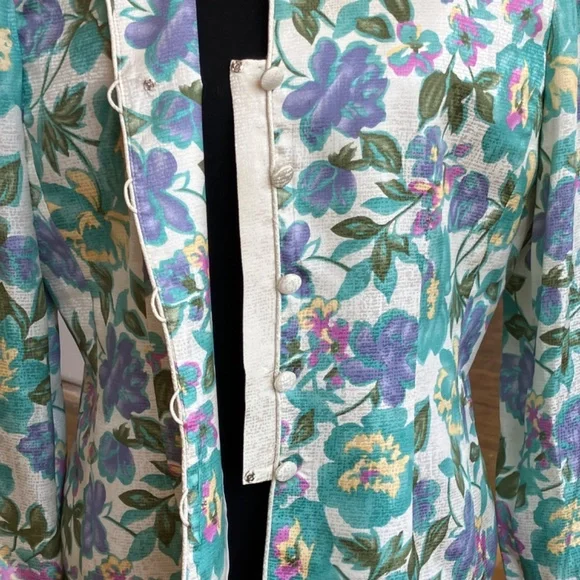 Vintage floral silk jacket - Picture 7 of 8